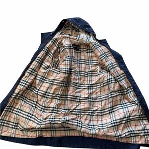 Vintage Men's Navy Hooded short trench coat L (40)